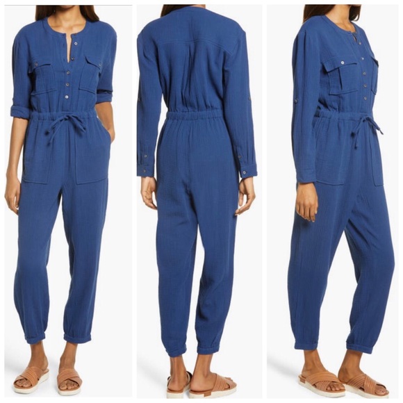 Madewell Pants - NWT Light Spun Gauze Tapered Leg Jumpsuit Coastal Blue Size 10